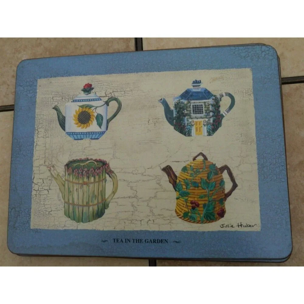 Pimpernel Placemats Tea in the Garden Julie Huber England Teapot Blue Set of 4